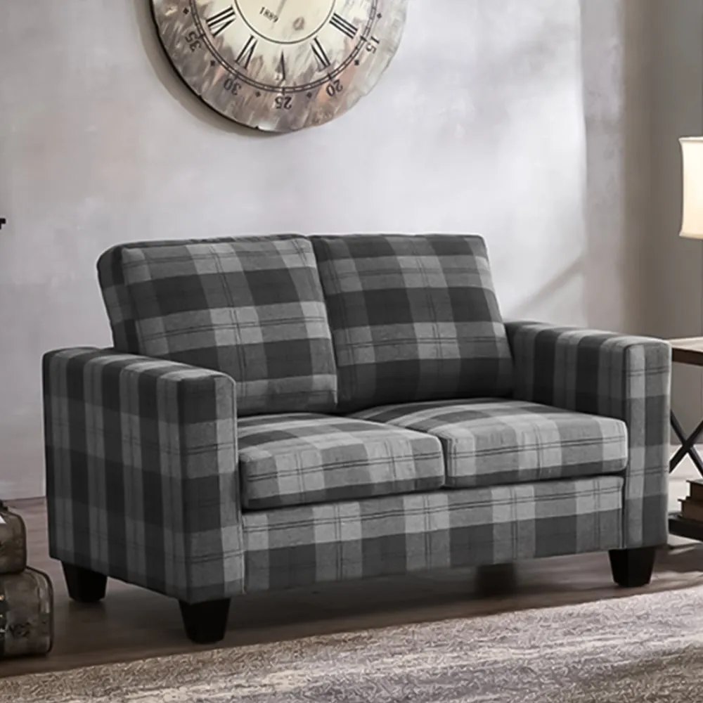 Dakota 2-Seater Sofa - Grey, Tartan Fabric image
