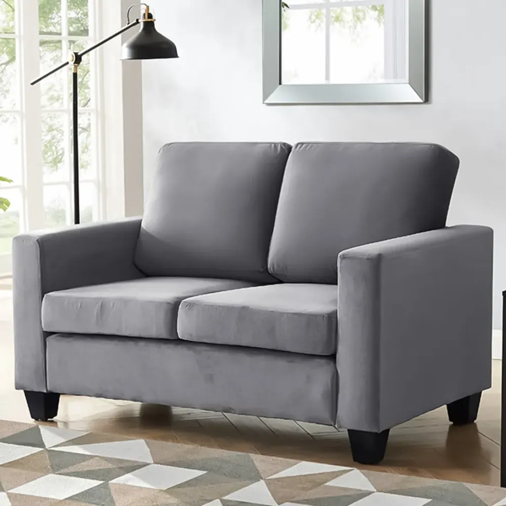 Dakota 2-Seater Sofa - Grey, Velvet