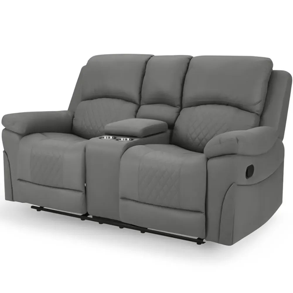 Darius 2 Seater Recliner Sofa - Grey, Air Leather