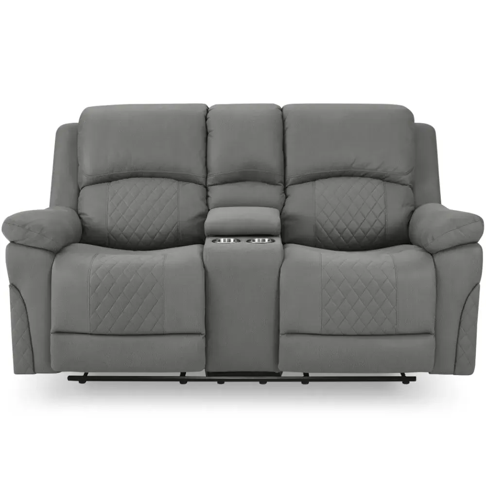 Darius 2 Seater Recliner Sofa - Grey, Air Leather