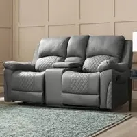 Darius 2 Seater Recliner Sofa - Grey, Air Leather