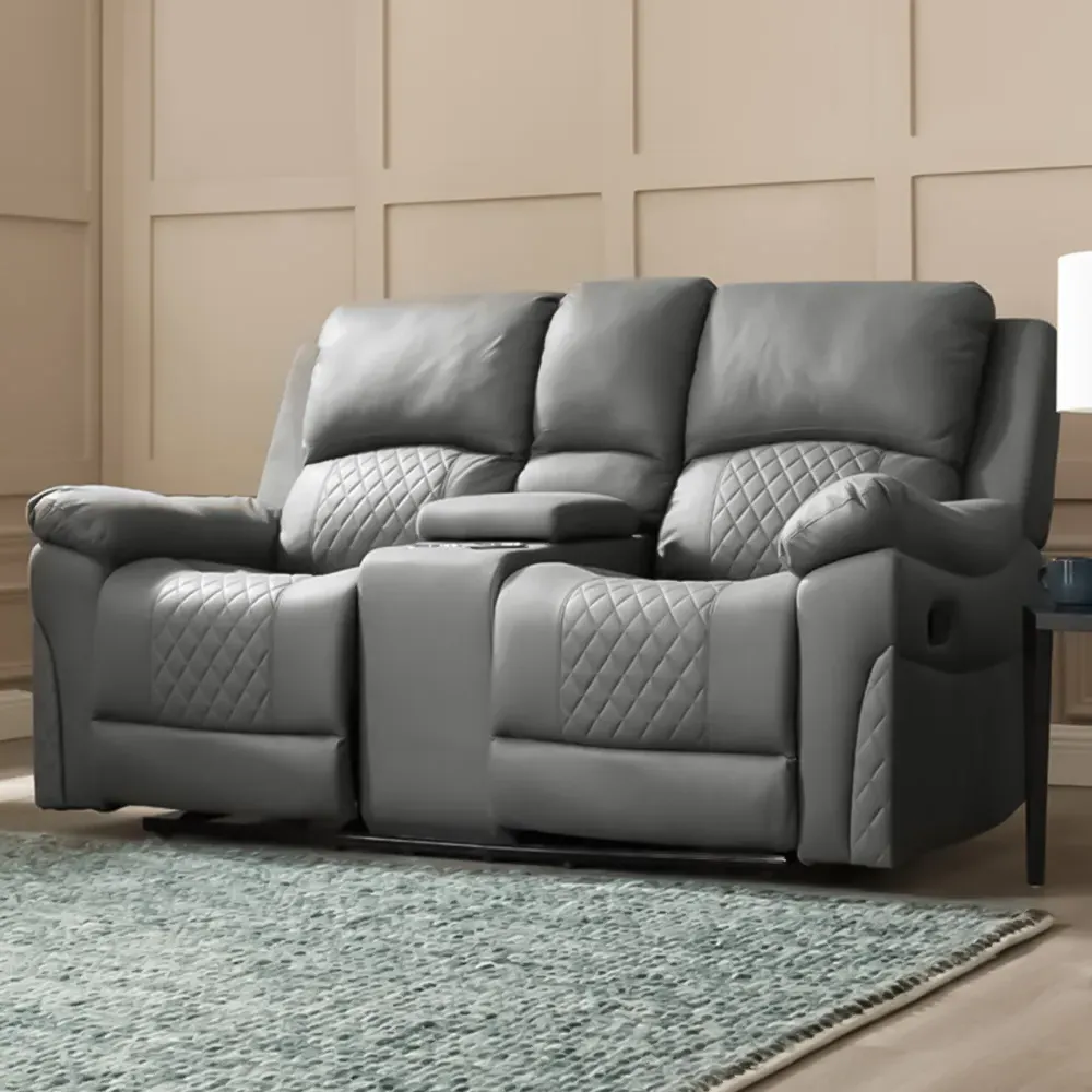 Darius 2 Seater Recliner Sofa - Grey, Air Leather