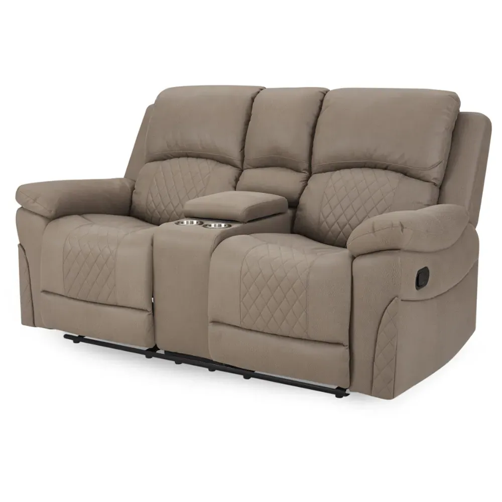 Darius 2-Seater Recliner Sofa with Console - Brown