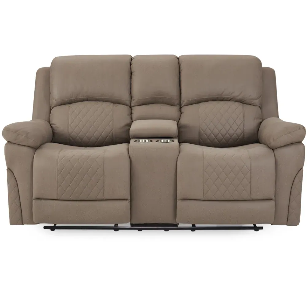 Darius 2-Seater Recliner Sofa with Console - Brown