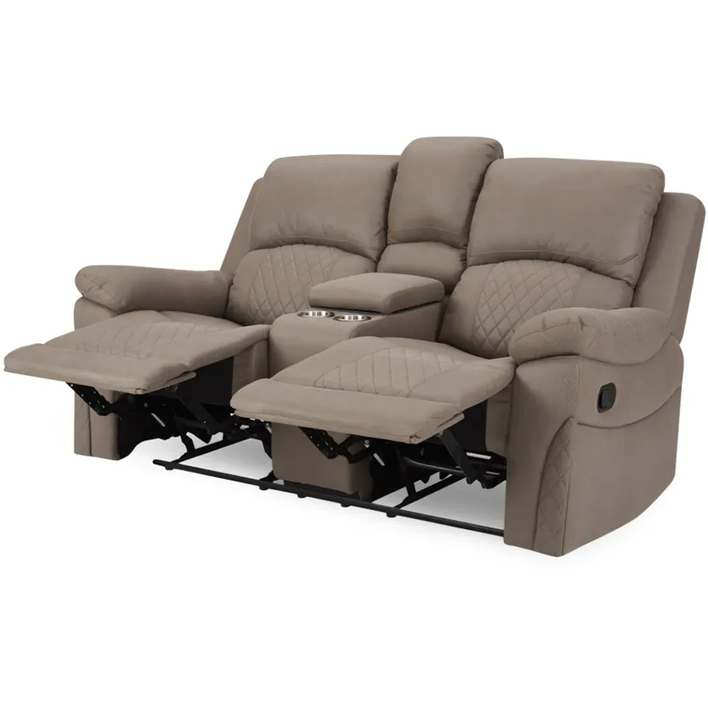 Darius 2-Seater Recliner Sofa with Console - Brown