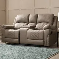 Darius 2-Seater Recliner Sofa with Console - Brown