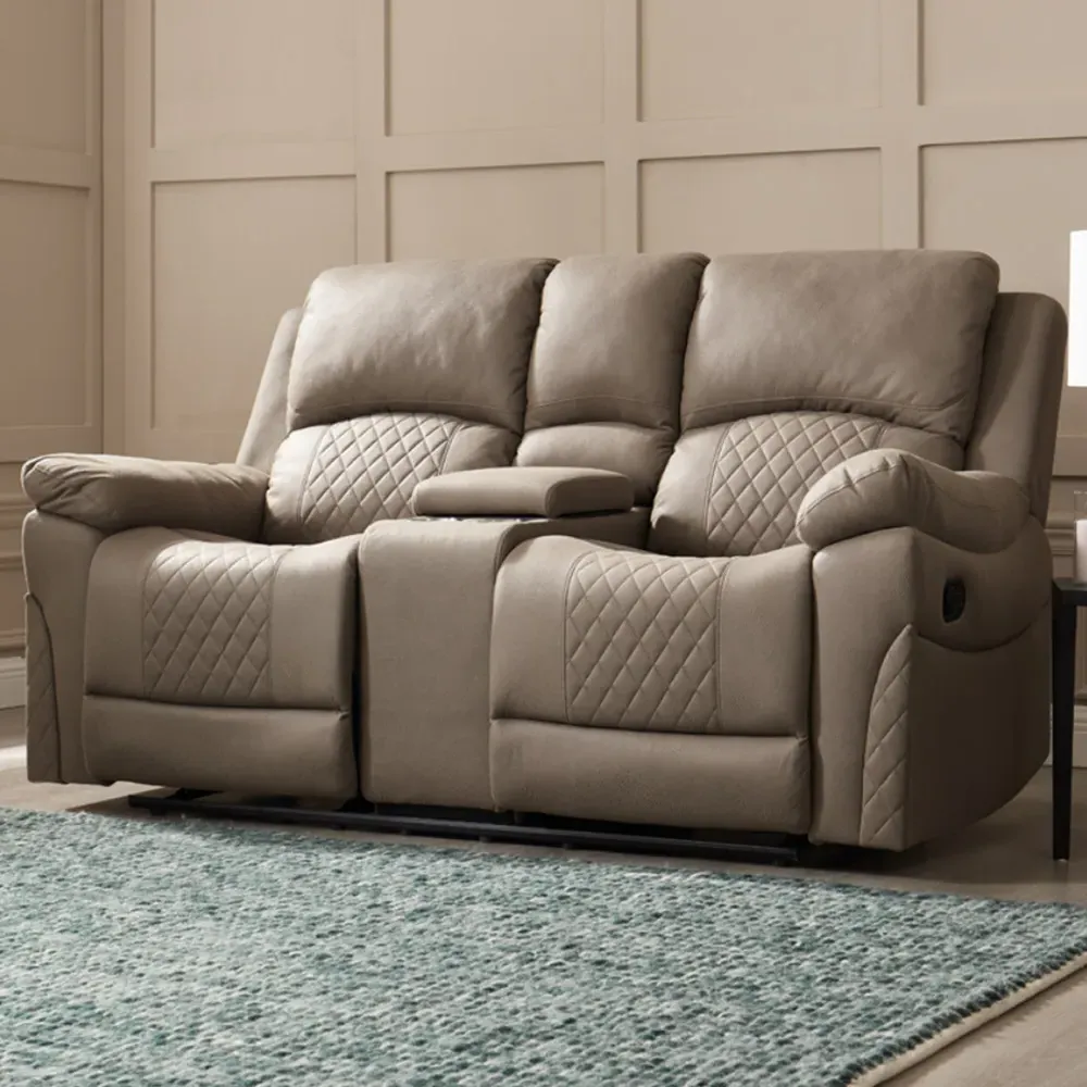 Darius 2-Seater Recliner Sofa with Console - Brown