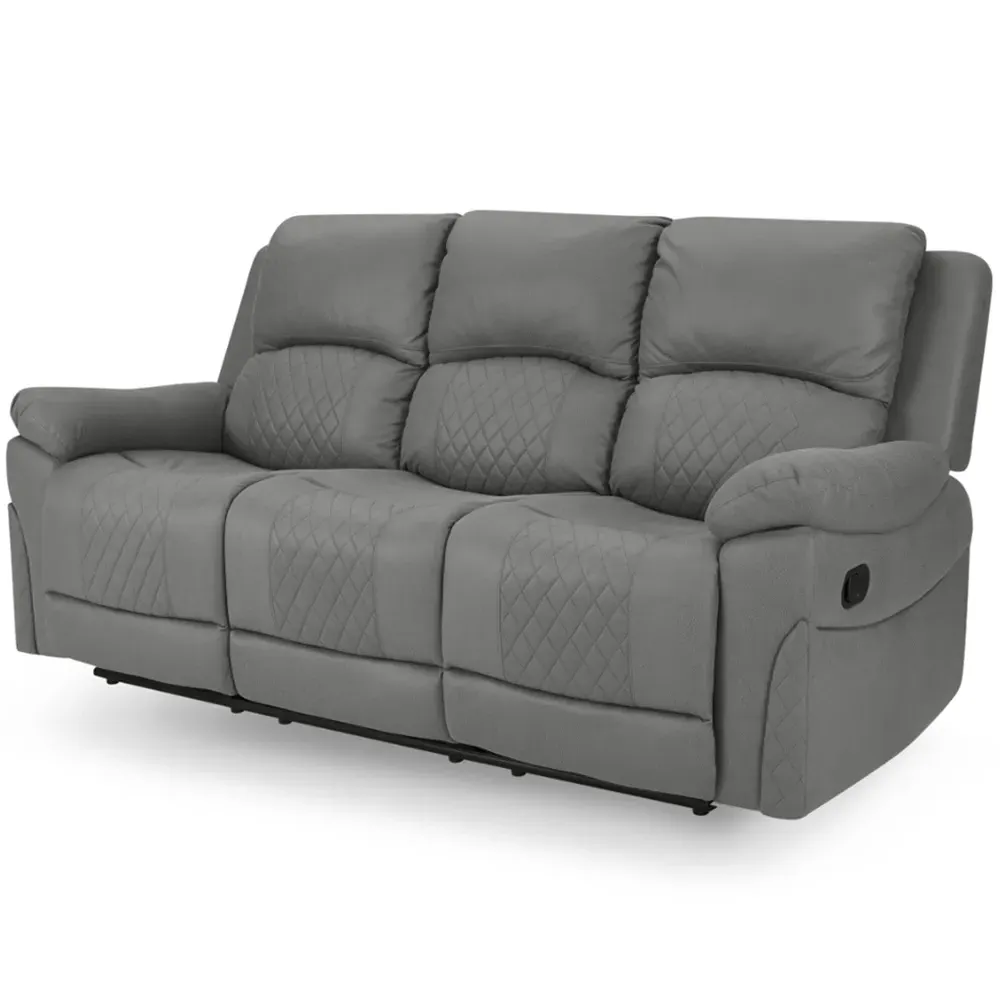 Darius 3-Seater Recliner Sofa - Grey, Air Leather