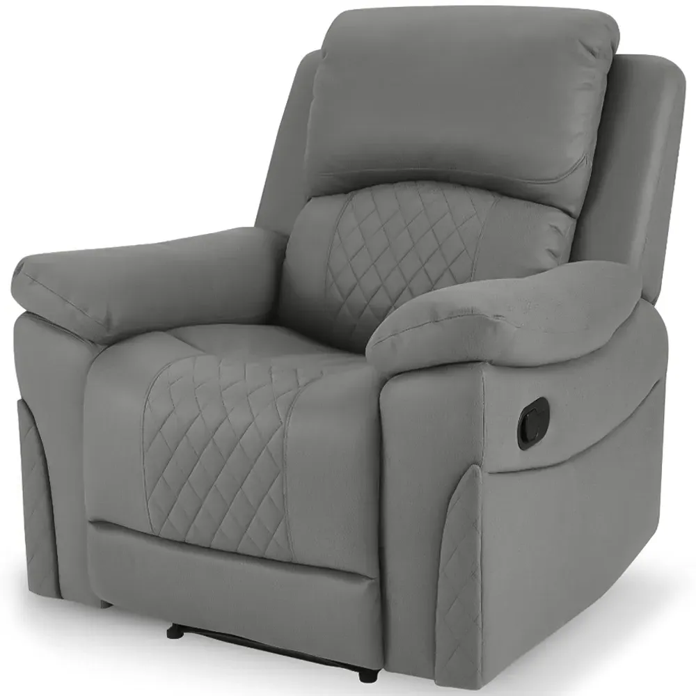 Darius Single Seater Recliner Sofa - Grey, Air Leather