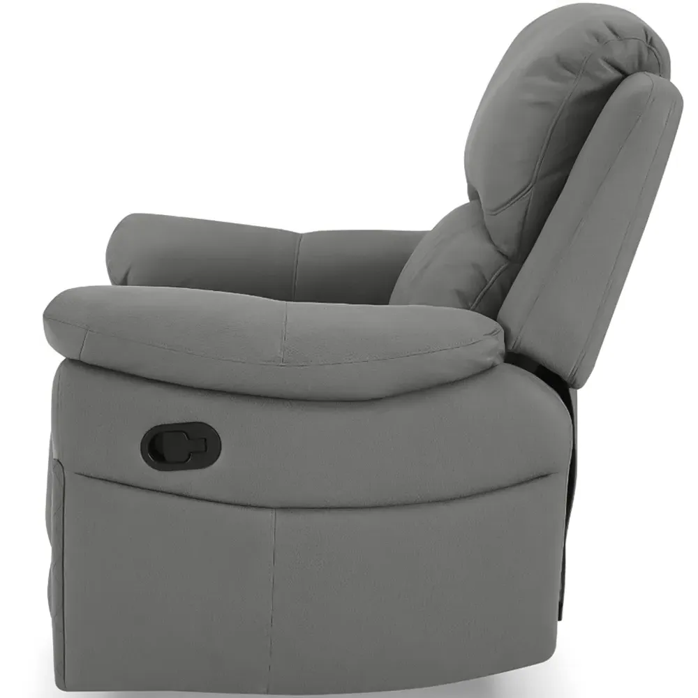 Darius Single Seater Recliner Sofa - Grey, Air Leather
