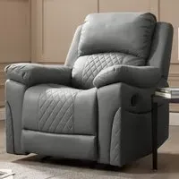 Darius Single Seater Recliner Sofa - Grey, Air Leather