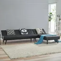 Dawson 3-Seater Sofa Bed with Chaise - Black, Faux Leather