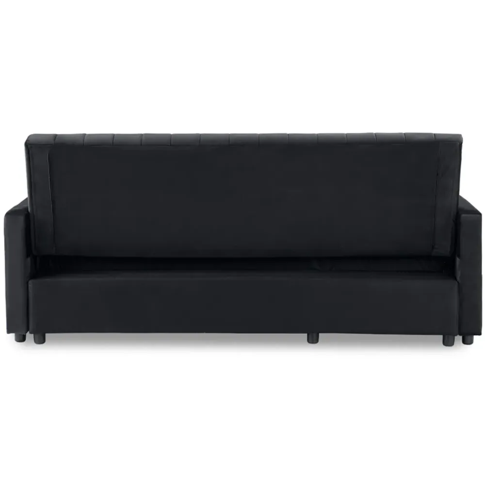Devon Double Sleeper Sofa Bed with Storage - Black, Velvet
