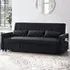 Devon Double Sleeper Sofa Bed with Storage - Black, Velvet