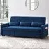 Devon Double Sleeper Sofa Bed with Storage - Blue, Velvet