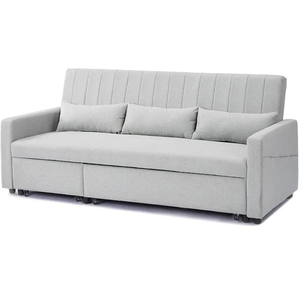 Devon Double Sleeper Sofa Bed with Storage - Grey, Linen