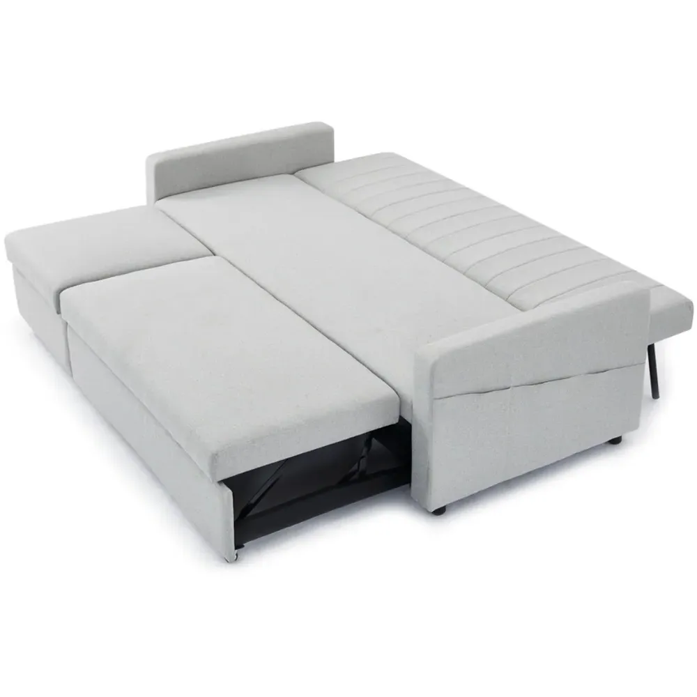 Devon Double Sleeper Sofa Bed with Storage - Grey, Linen
