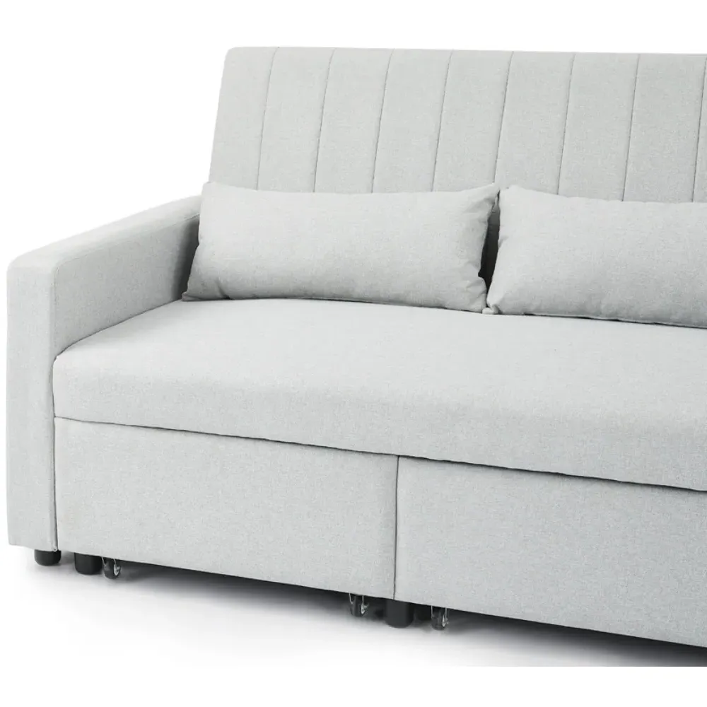 Devon Double Sleeper Sofa Bed with Storage - Grey, Linen
