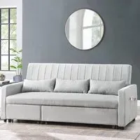 Devon Double Sleeper Sofa Bed with Storage - Grey, Linen