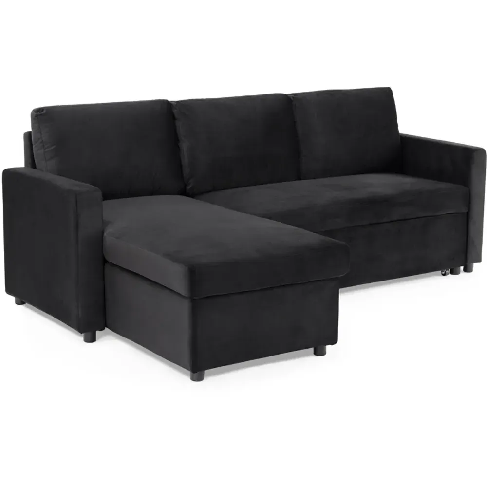 Dorset Small Double Sofa Bed with Storage - Black, Velvet