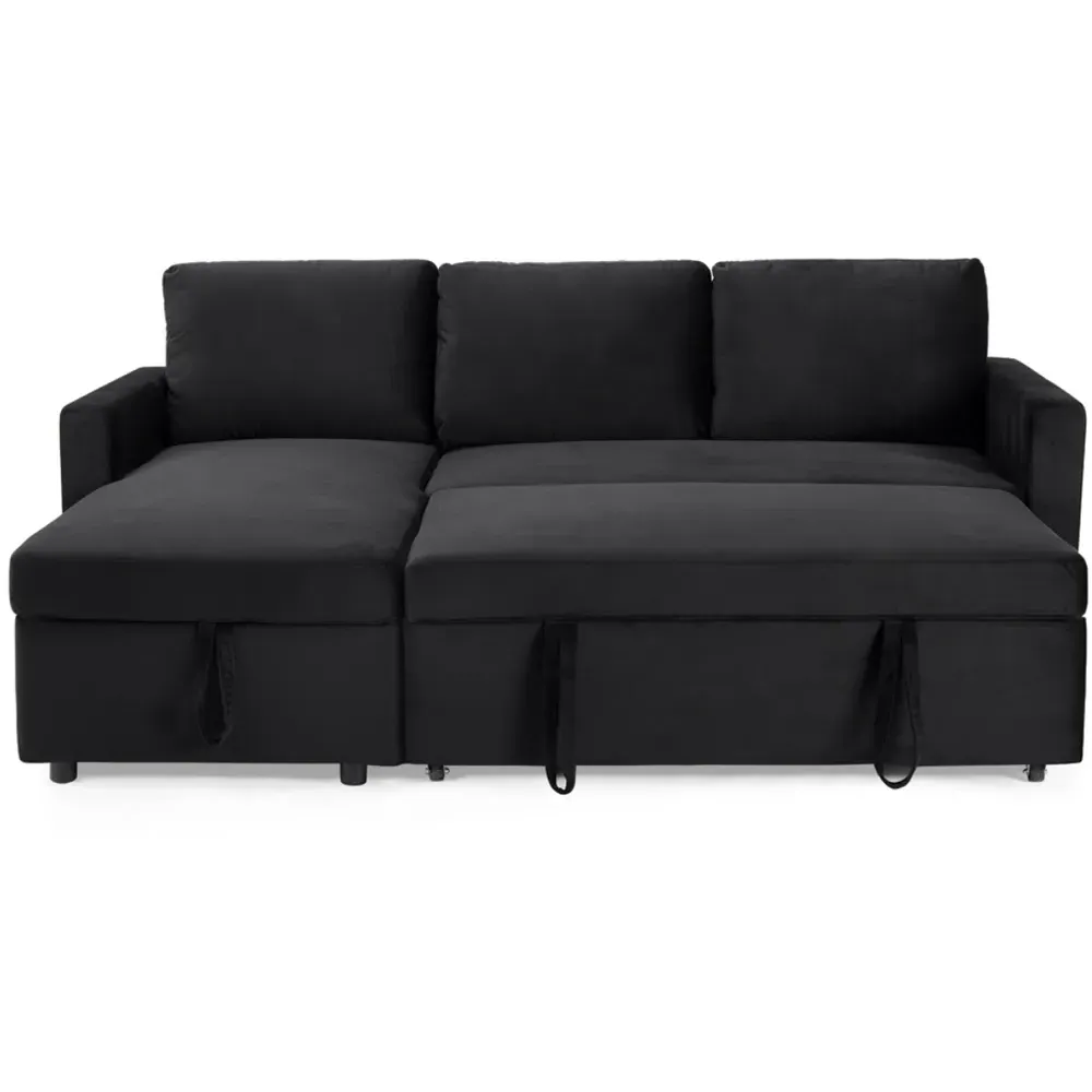 Dorset Small Double Sofa Bed with Storage - Black, Velvet