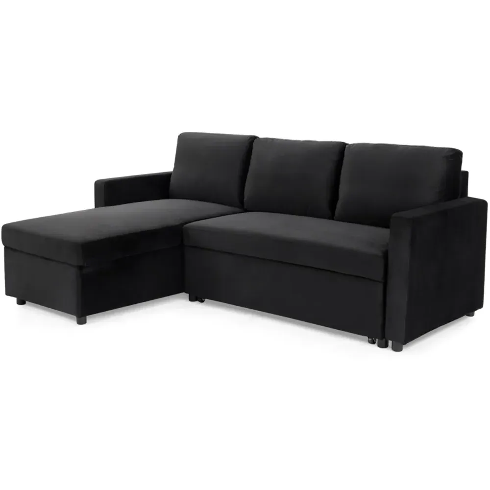 Dorset Small Double Sofa Bed with Storage - Black, Velvet