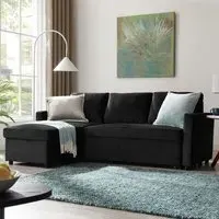 Dorset Small Double Sofa Bed with Storage - Black, Velvet