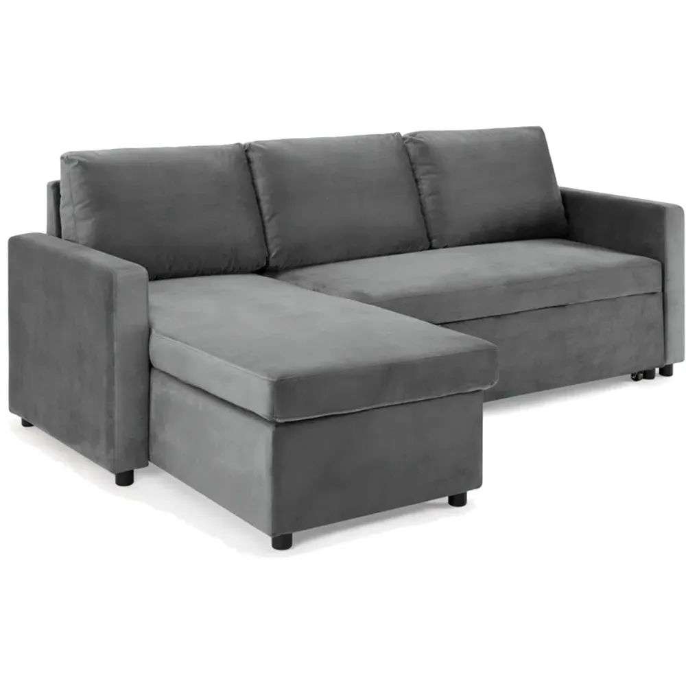 Dorset Small Double Sofa Bed with Storage - Grey, Velvet