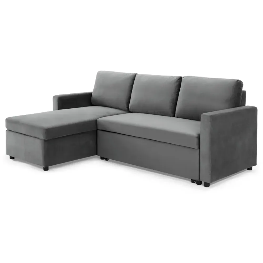 Dorset Small Double Sofa Bed with Storage - Grey, Velvet