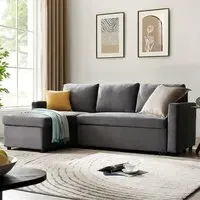 Dorset Small Double Sofa Bed with Storage - Grey, Velvet