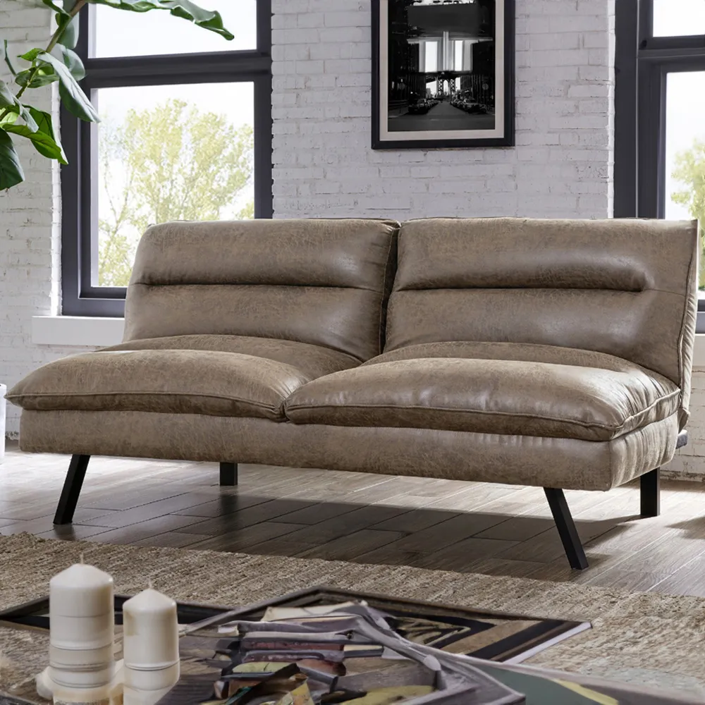 Edmonton 2-Seater Sofa Bed with Click-Clack - Grey, Air Leather