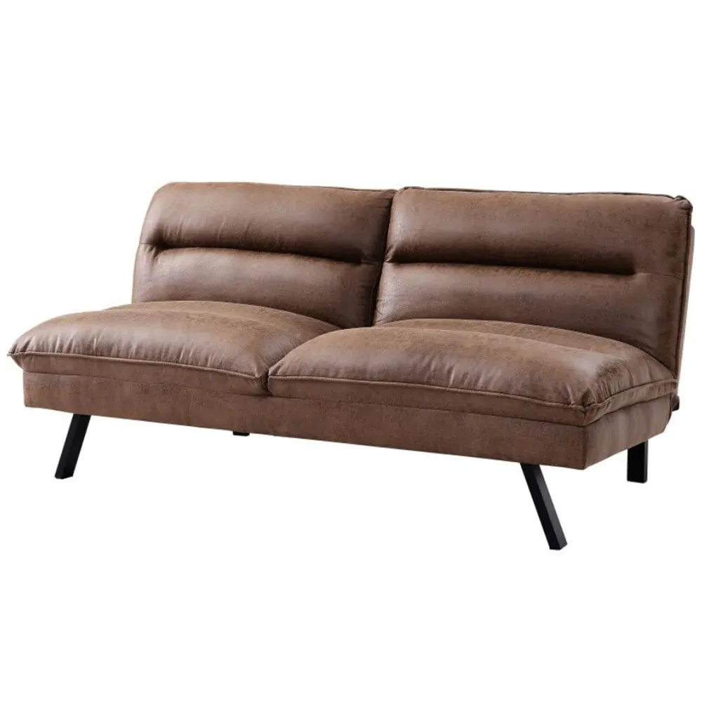 Edmonton Double Sleeper Sofa Bed with Click-Clack - Brown, Air Leather