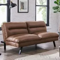 Edmonton Double Sleeper Sofa Bed with Click-Clack - Brown, Air Leather