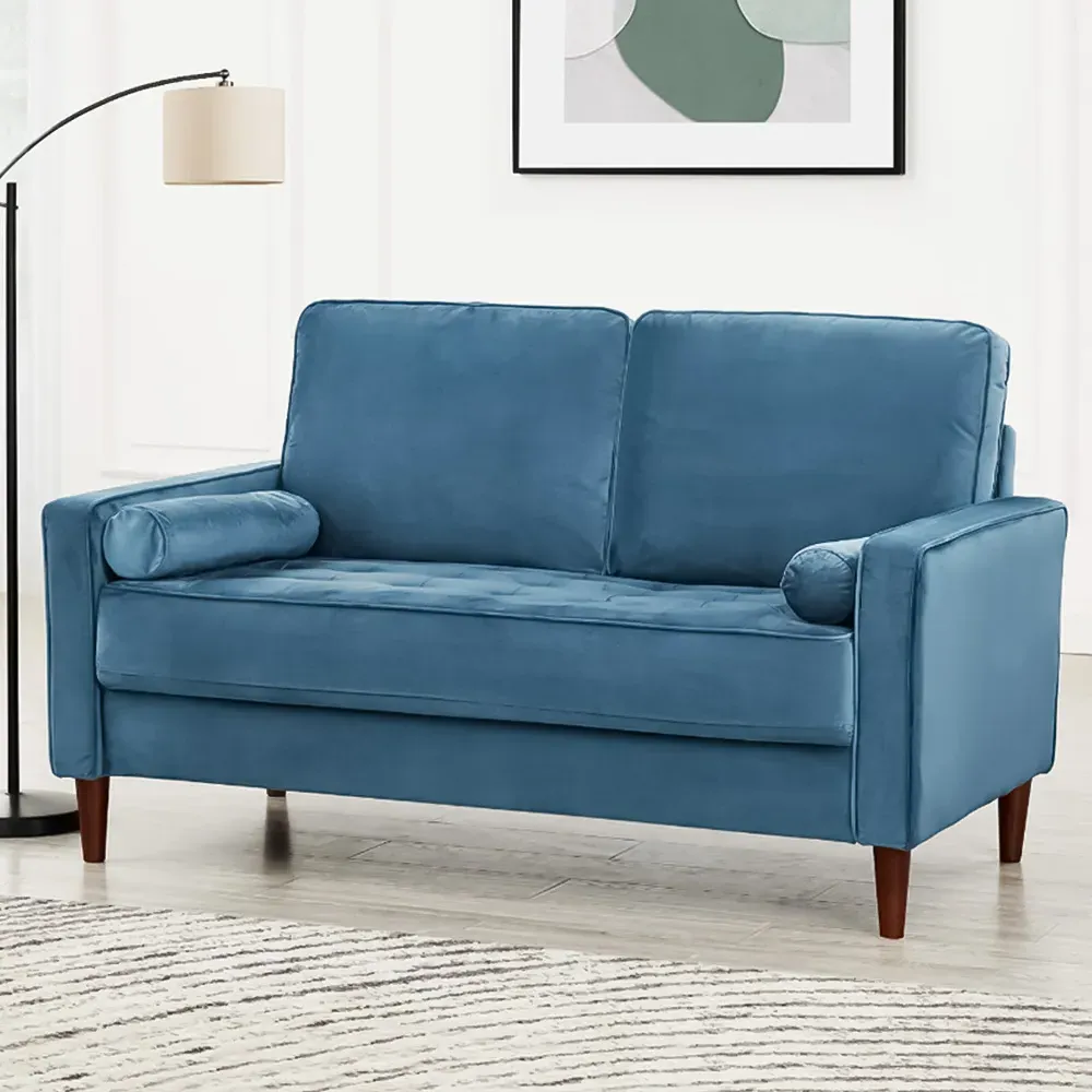 Edward 2-Seater Sofa - Blue, Velvet image