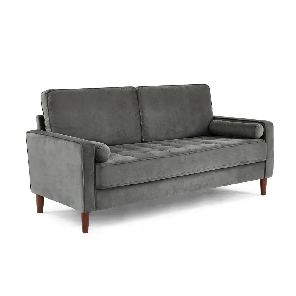 Edward 3-Seater Sofa - Grey, Velvet
