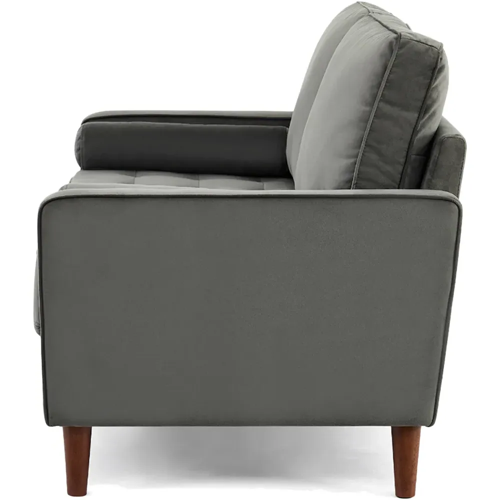 Edward 3-Seater Sofa - Grey, Velvet