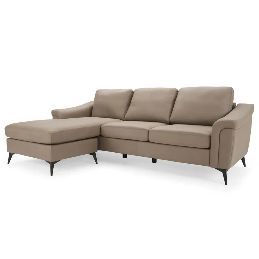 Emma L-Shaped Sofa with Chaise - Brown, Air Leather