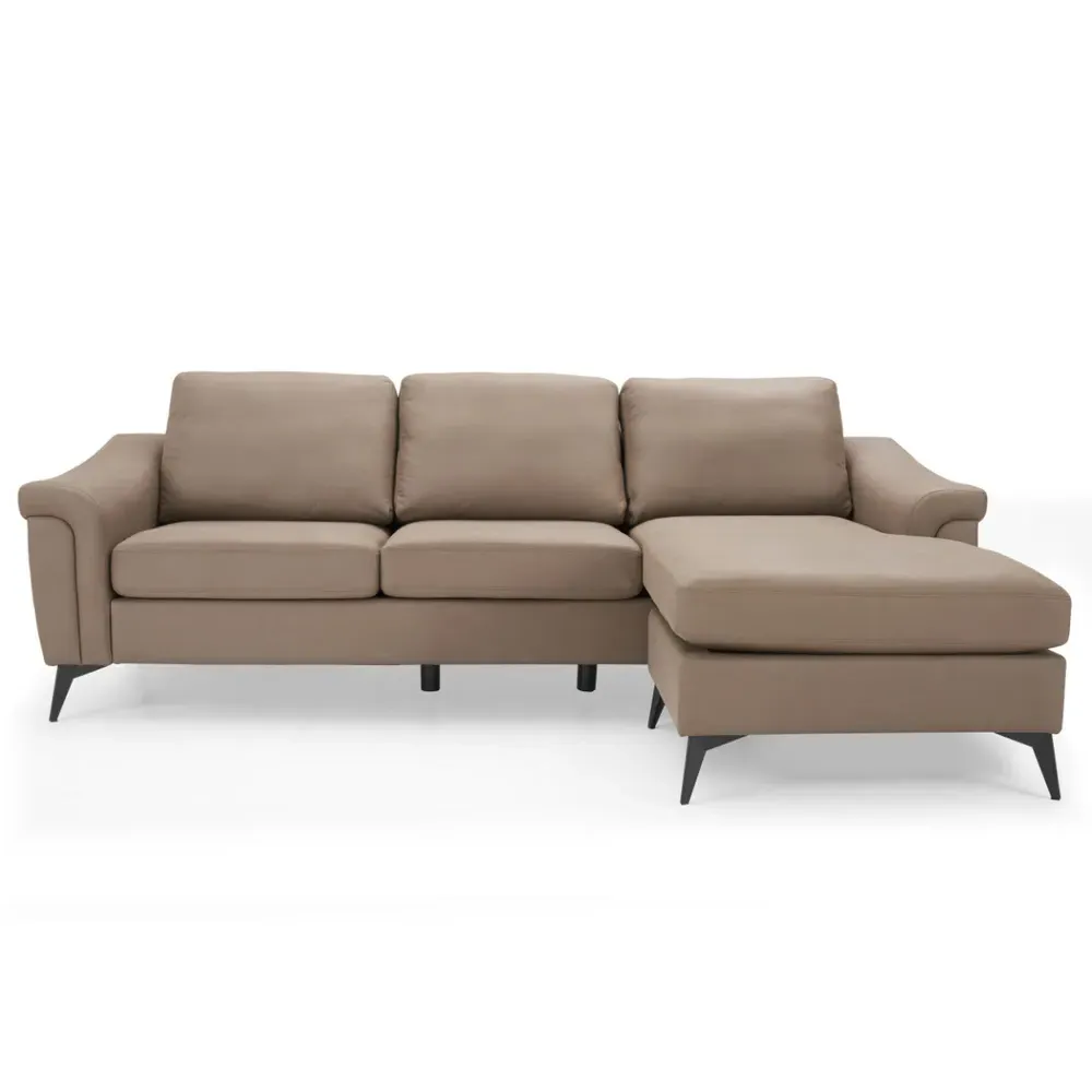 Emma L-Shaped Sofa with Chaise - Brown, Air Leather