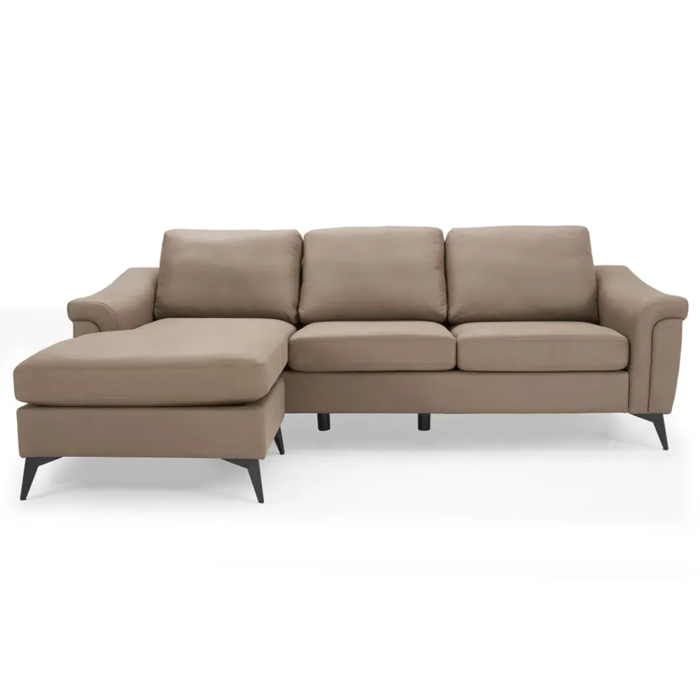 Emma L-Shaped Sofa with Chaise - Brown, Air Leather