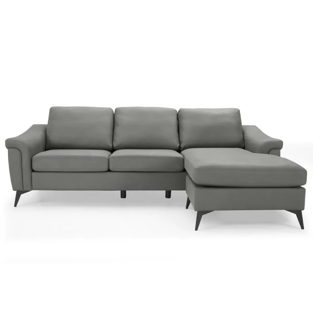Emma L-Shaped Sofa with Chaise - Grey, Air Leather