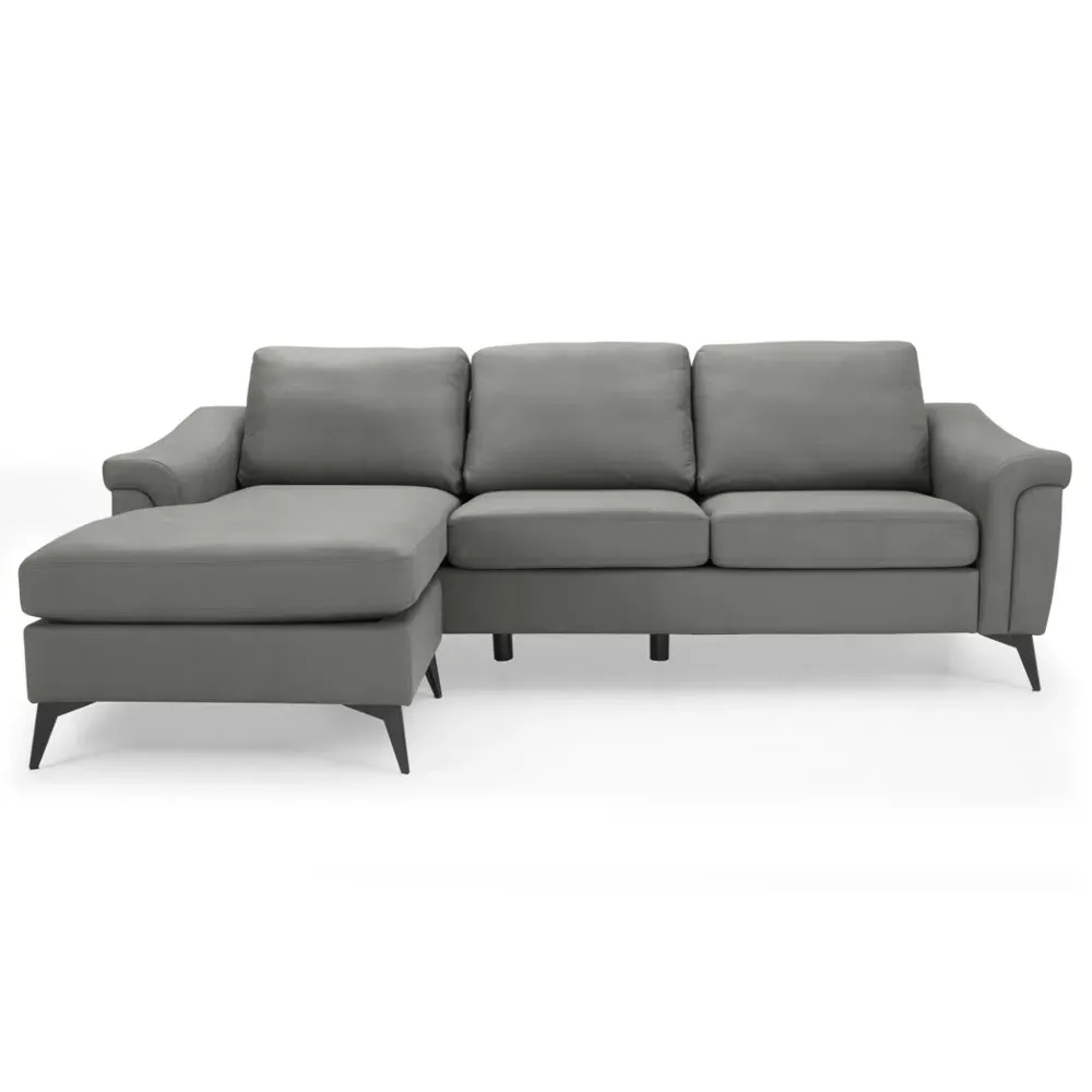 Emma L-Shaped Sofa with Chaise - Grey, Air Leather