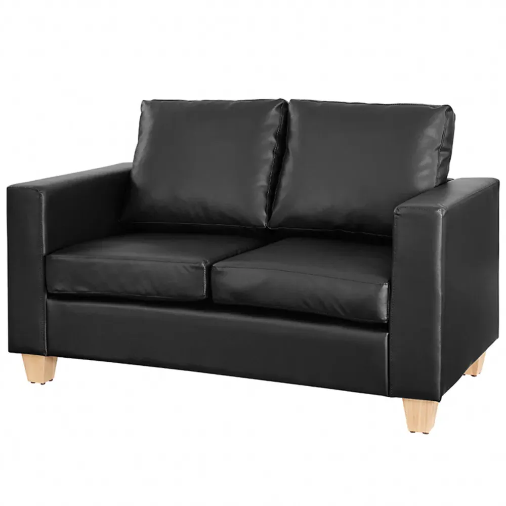 Enderby 2-Seater Sofa in a Box - Black, Faux Leather