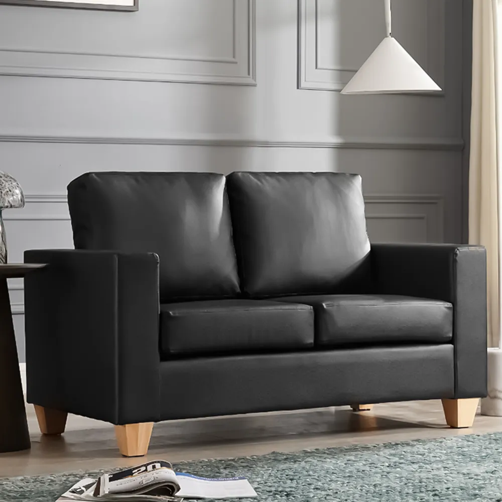 Enderby 2-Seater Sofa in a Box - Black, Faux Leather image