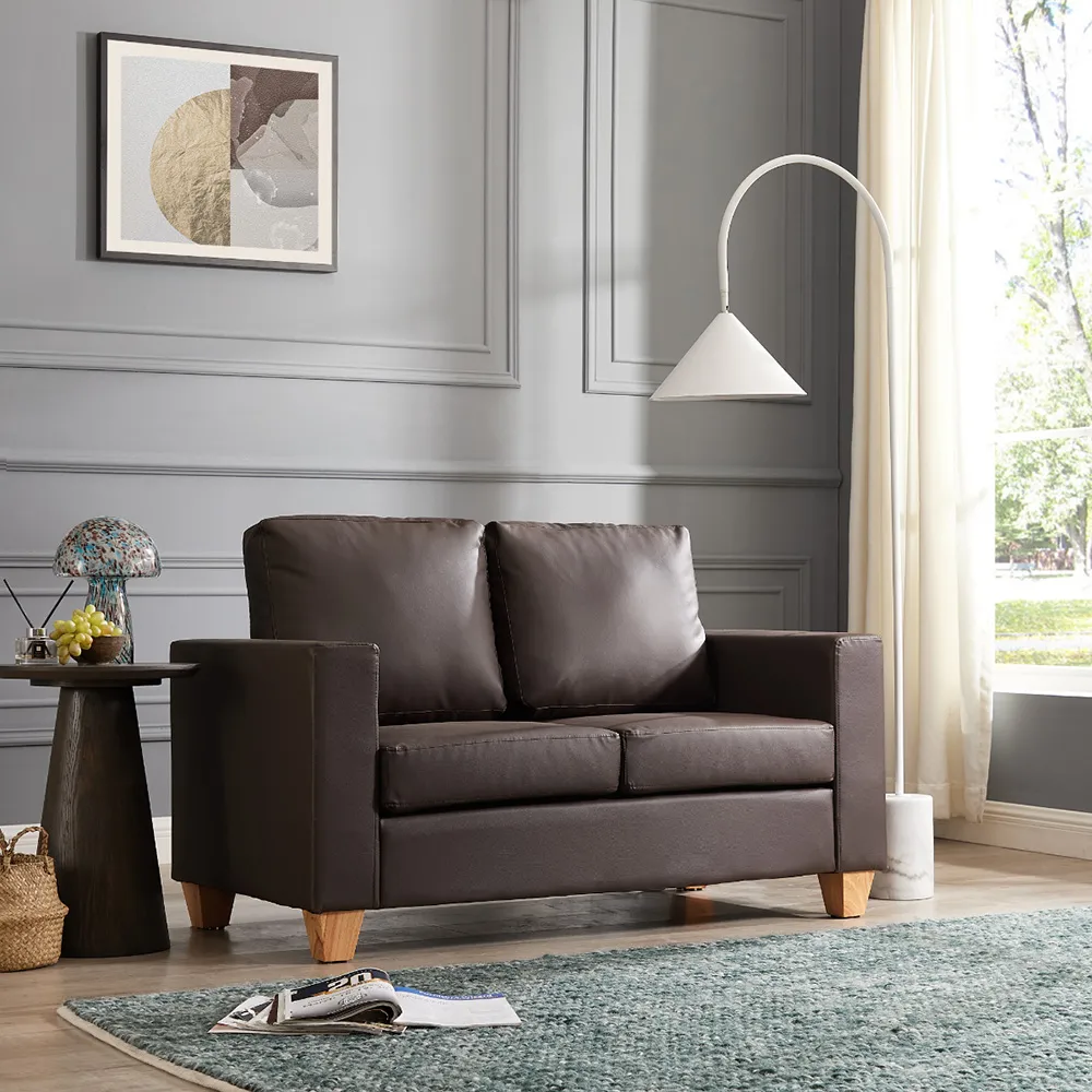 Enderby 2-Seater Sofa in a Box - Brown, Faux Leather