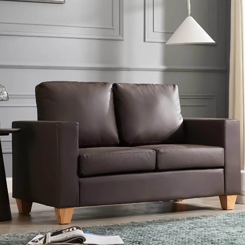 Enderby 2-Seater Sofa in a Box - Brown, Faux Leather