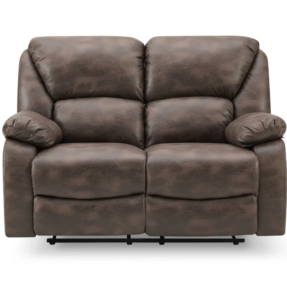 Enoch 2 Seater Recliner Sofa - Brown, Faux Leather