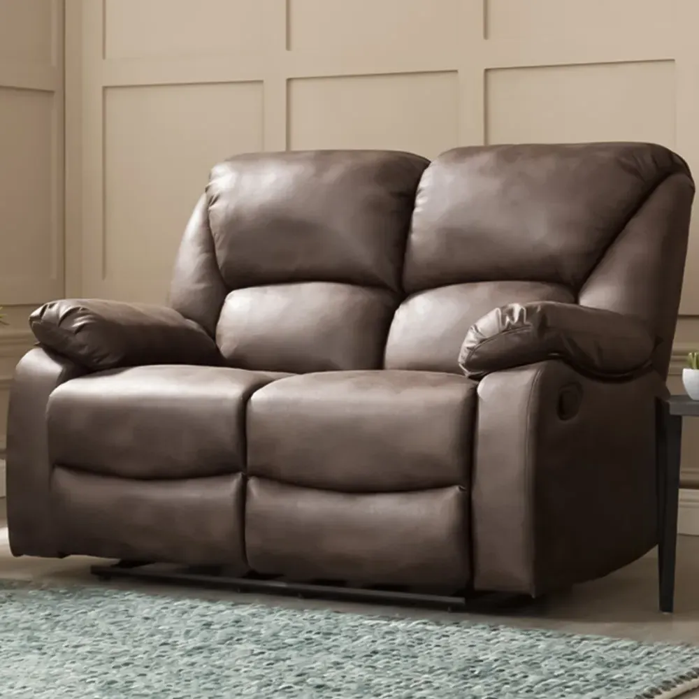 Enoch 2 Seater Recliner Sofa - Brown, Faux Leather
