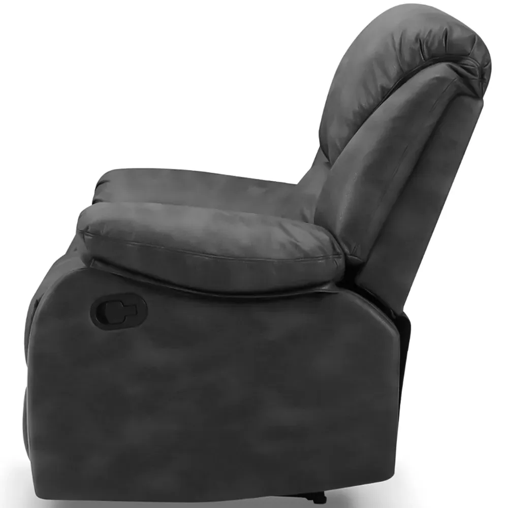 Enoch 3 Seater Recliner Sofa - Black, Faux Leather