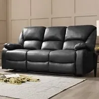 Enoch 3 Seater Recliner Sofa - Black, Faux Leather