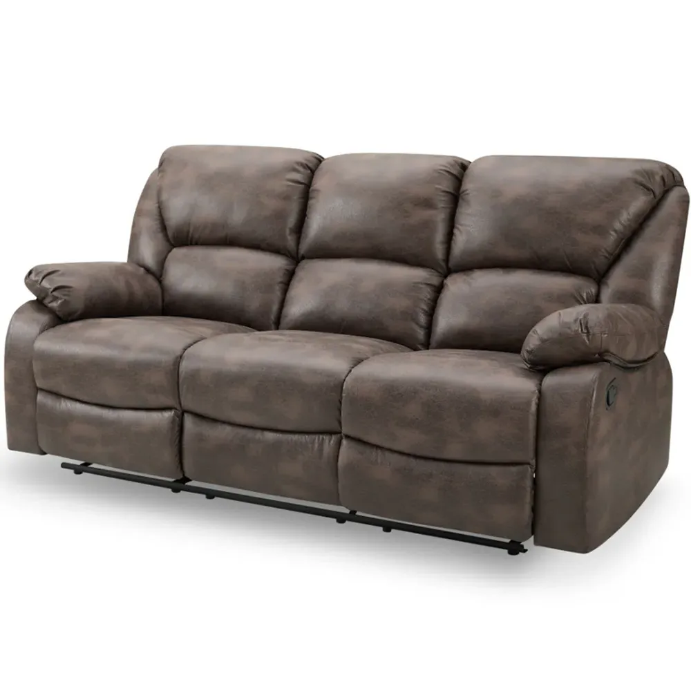 Enoch 3-Seater Recliner Sofa - Brown, Faux Leather